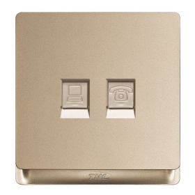 Ổ cắm vuông 1 TEL+1PC  Q6801PC-4TUG